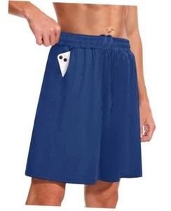 Men's Athletic Gym Shorts - Quick Dry Black Casual Basketball Large Royal Blue - Picture 1 of 7