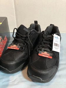 NUEVOS en CAJA Brahma 7M Hombres Punta de Acero Negro Zapatos ADAN - Imagen 1 de 6