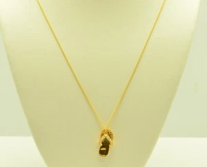 14k Yellow Cable Chain Necklace w Sandal Pendant GOLD-2143 - Picture 1 of 3