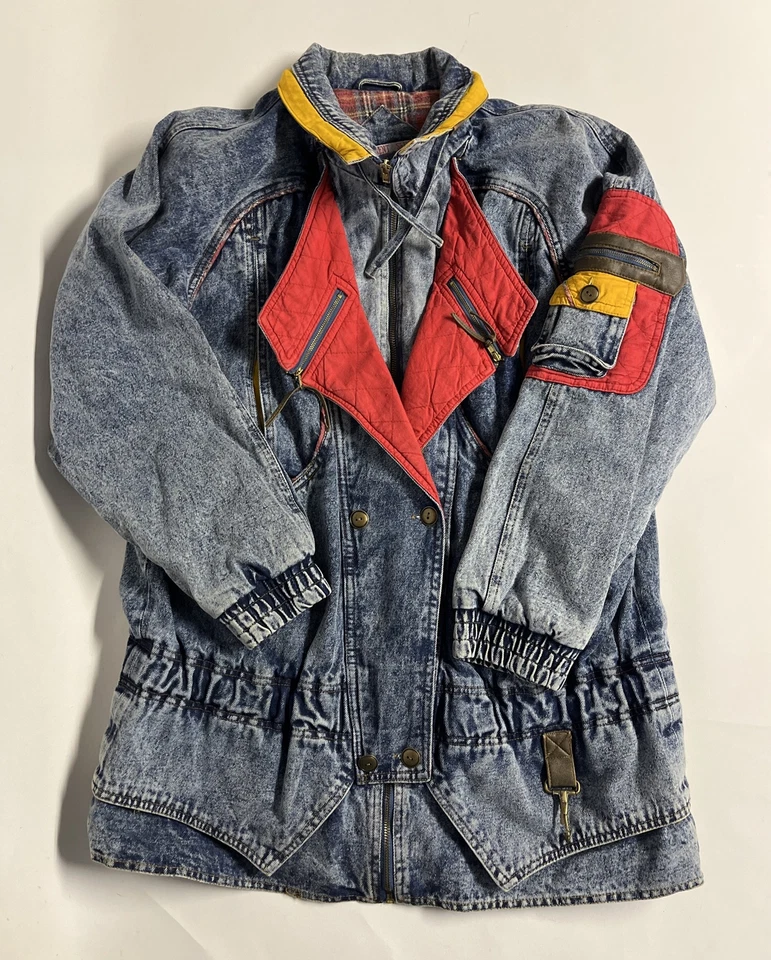 Vintage 90s Y2K Current Seen Denim Grunge Multi Material Men M Denim Trench Coat - Image 1 of 4