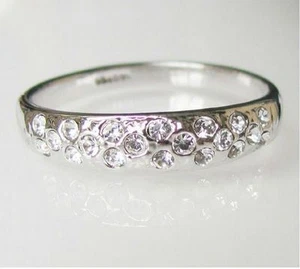 ANILLO PARA BODA, COMPROMISO, EN ORO BLANCO CHAPADO Y PIEDRAS CIRCONIO CZ - Imagen 1 de 2