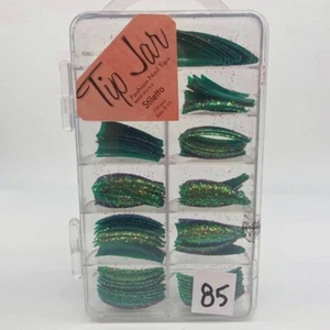 Brand New Tip Jar Fake Nail Tips - Green Stiletto with Glitter (#85) - Picture 1 of 4