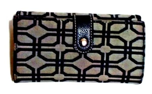 Genial Cartera Geométrica Negra Gris Bolso sin asas Portatarjetas de Crédito Chequera Moneda - Imagen 1 de 6