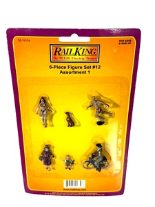 30-11074 MTH O-Scale 6-Piece Figure Set #12 Assortment #1 Bicycle Bikini Dog - Picture 1 of 2
