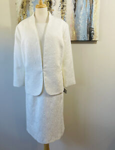 KASPER NWT Women 2PC Elegant Ivory Floral Dress Suit Jacket 16w Dress Size 20w