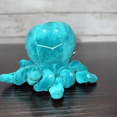 Vintage Manhattan Toy Company Plush Octpus Smile Face Blue Green Mini 5" - Image 1 of 4