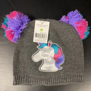 YOUTH GIRL BLACK UNICORN HAT & GLOVE SET NEW WITH TAGS - Picture 1 of 4