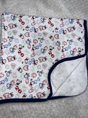 Manta de bebé Bright Future fútbol oso cachorro perro borde azul niño Foto 1 de 4