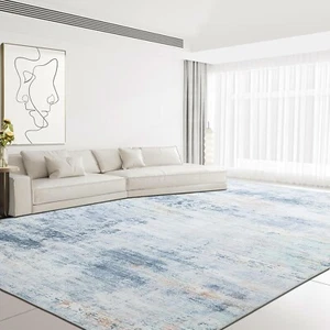  10x14 ft Modern Abstract Area Rug for Living Room 10 x 14 ft Blue Grey - Picture 1 of 7