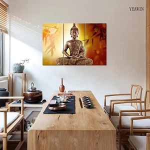 Buddha Wall Art Zen The Picture Print On Canvas 3 Panels Modern - Picture 1 of 3