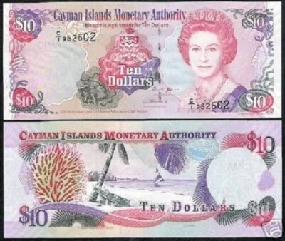Cayman Islands 10 DOLLARS P-35 2005 UNC C/1 Queen Elizabeth QE ♛ Boat Rare NOTE - Image 1 of 3