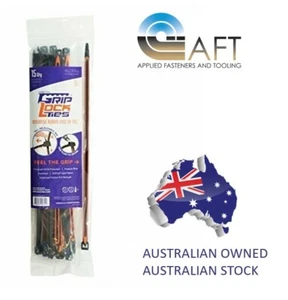 Cable Ties Reusable GRIPLOCKTIES 12 INCH Orange PACK of 15 (GLT2912BKOGHB15) - Picture 1 of 5