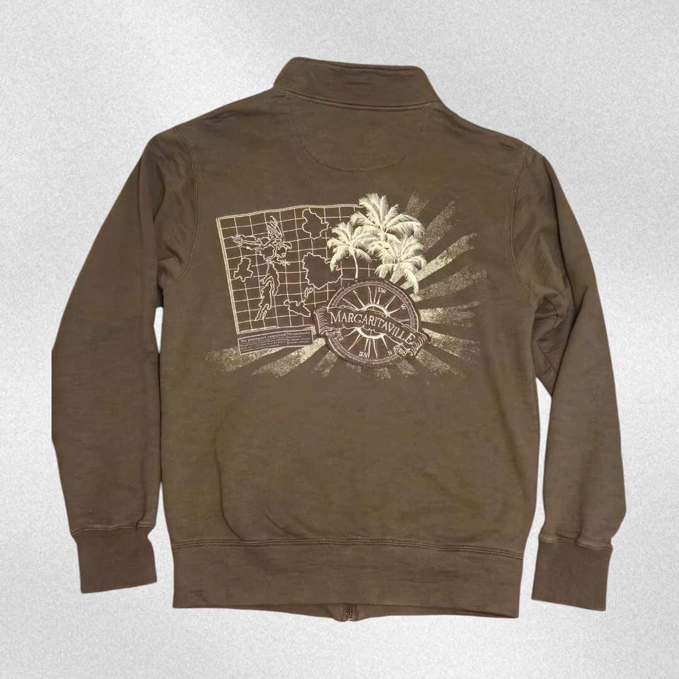 Jaqueta Masculina MARGARITAVILLE Pequena Zíper Completo Marrom 100% Algodão (Nunca Usada) - Imagem 1 de 4