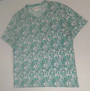 Rare Retro Lacoste Live Allover People Teal Multi Graphic Cotton Crew Shirt - Bild 1 von 11