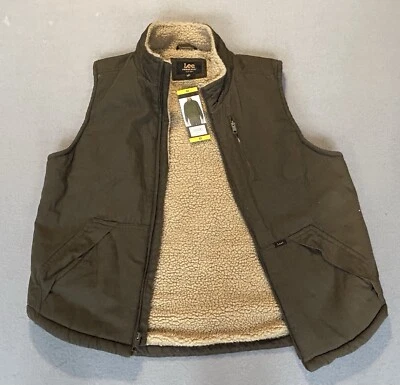 Lee Chaleco Chaqueta Premium Seleccionar Lona Ropa de Trabajo Chaleco Sherpa Forrado Talla MED NUEVO CON ETIQUETAS Foto 1 de 4