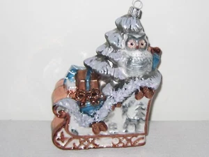 Santa SLEIGH BLOWN GLASS ORNAMENT DILLARD'S TRIMSETTER New - Picture 1 of 5