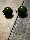 Vintage Small Green Bakelite Button Earrings 3/4”