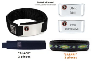 DNR-DNI y TEPT - Placas de identificación de alerta médica depresiva y 2 pulseras de repuesto. - Imagen 1 de 3