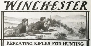 6/1903 WINCHESTER Vtg Rifle Gun Print Ad~Oliver Kemp Art Cowboy Men Hunting Deer - Picture 1 of 2