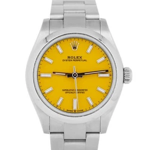 2021 NEW PAPERS Rolex Oyster Perpetual YELLOW 31mm Steel Watch Oyster 277200 BOX - Picture 1 of 9