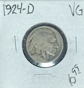 NÍQUEL BÚFALO 1924-D ~ EN MUY BUEN ESTADO ~BONITA MONEDA~ - Imagen 1 de 2