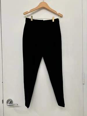 Victoria Beckham Elegant Black Wool Straight Leg Pants With Stripe Size 0 - Image 1 of 4