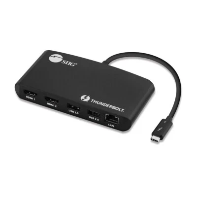 Base SIIG Thunderbolt 3 (Dual 4K HDMI, USB 3.0, USB 2.0, Gigabit Ethernet Foto 1 de 4