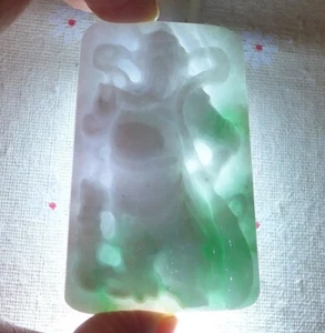 Vintage Natural Type A Jadeite Jade Guan Gong Pendant - Picture 1 of 10