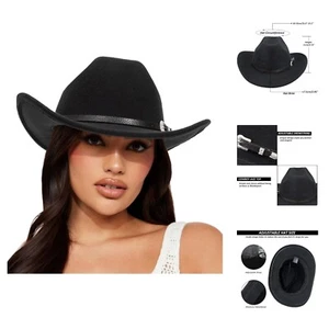 Womens Western-Cowboy-Hats Classic Felt-Hats - Rodeo Wide-Brim-Cowgirl Jazz-H... - Picture 1 of 10