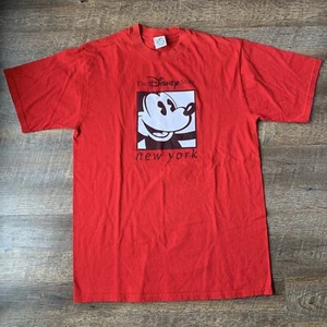 Vintage 90’s The Disney Store New York Mickey Rap T-Shirt, Red Size L USA Made - Picture 1 of 8