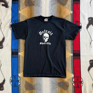 Vintage Y2K Detroit Skull City T-Shirt Size Medium Grunge Skate  - Picture 1 of 6
