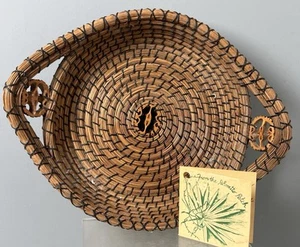 Aguja tejida con etiqueta firmada por artista hecha a mano arte canasta estilo Florida Seminole - Imagen 1 de 6