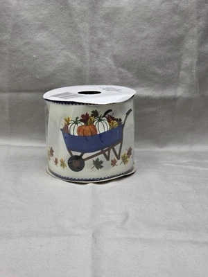 Ribbon 2.5" x 9' Wired Edge Farmhouse Pumpkins Country Fall Harvest NEW - Image 1 of 4