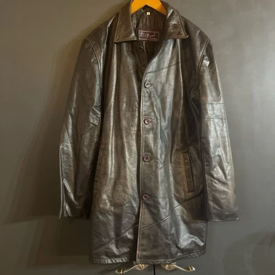 Chaqueta Abrigo De Colección RL Para Hombre Cuero Marrón L/XL Años 90 Desteñida Color Increíble Foto 1 de 4