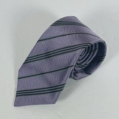 John Varvatos 100% Silk Neck Tie Purple/Gray/Blue Repp 3” - Image 1 of 4