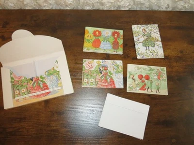 Tarjetas de felicitación en blanco de artista Elsa Beskow de 10 piezas 4 diseños + sobres flores de hadas Foto 1 de 4