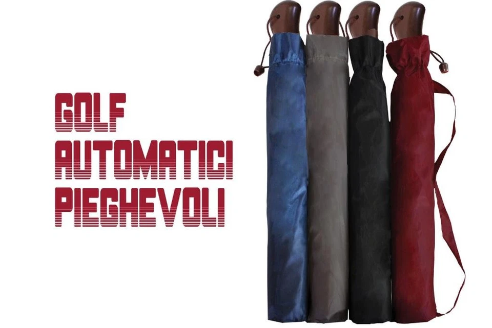 Ombrello da Pioggia Antivento golf pieghevole automatico tinta unita lorenzo - Immagine 1 di 1