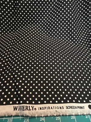 Waverly Inspirations Black White Dots Cotton Fabric By The Yard Polka Quilt - Image 1 of 4