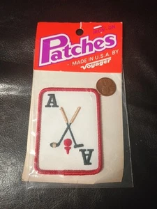 NUEVO Parche bordado retro de golf Voyager Ace of Clubs vintage planchar o coser - Imagen 1 de 3