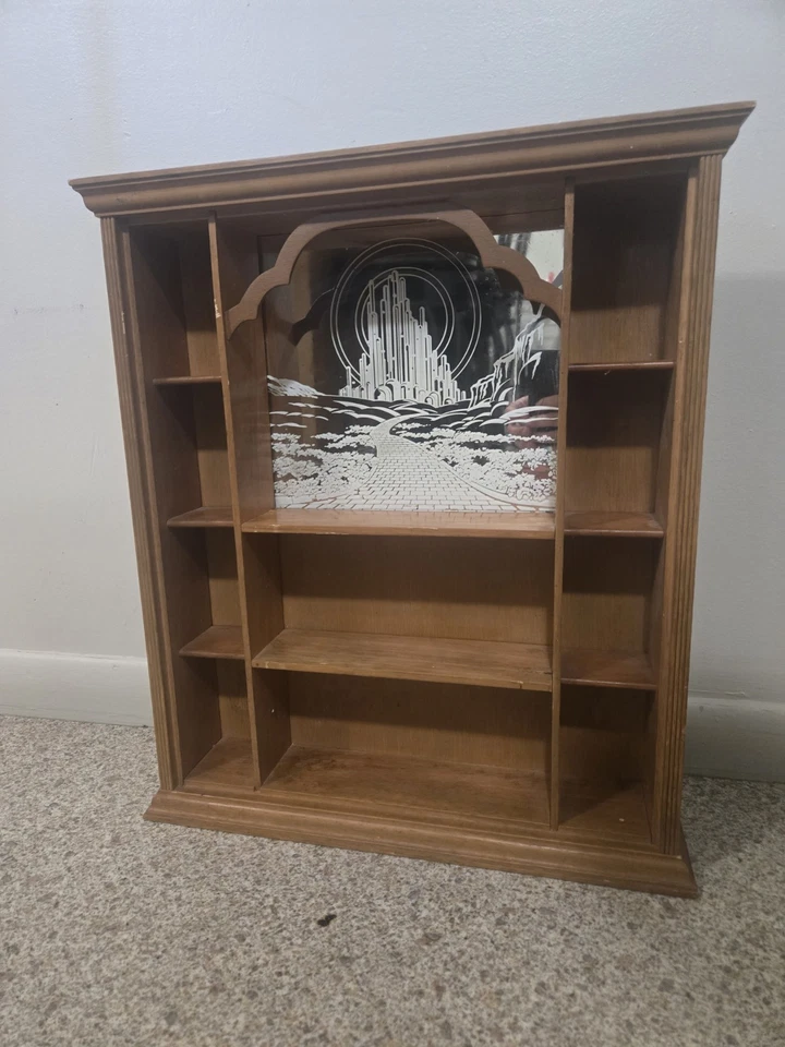 RARE VTG Rustic Country Wood Etched Wall Mirror Shelf Emerald City Wizard Of Oz  - Image 1 of 4