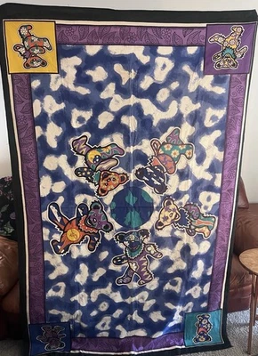 "Tapiz vintage Grateful Dead púrpura gitano rosa osos bailarines 57"" X 88""" Foto 1 de 4