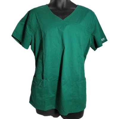 Cherokee Workwear Core Stretch Scrub Top Hunter Green Women's Size Large New - Image 1 of 4