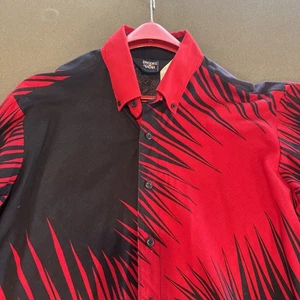 Vintage 90s Brooks & Dunn Western Lightning Black Red Button Up Shirt 16.5-35 L - Picture 1 of 11