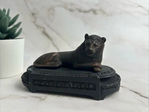 Antiker Gusseisen liegender Löwe Briefbeschwerer / Schreibtischfigur (viktorianische Ära) - Bild 1 von 11