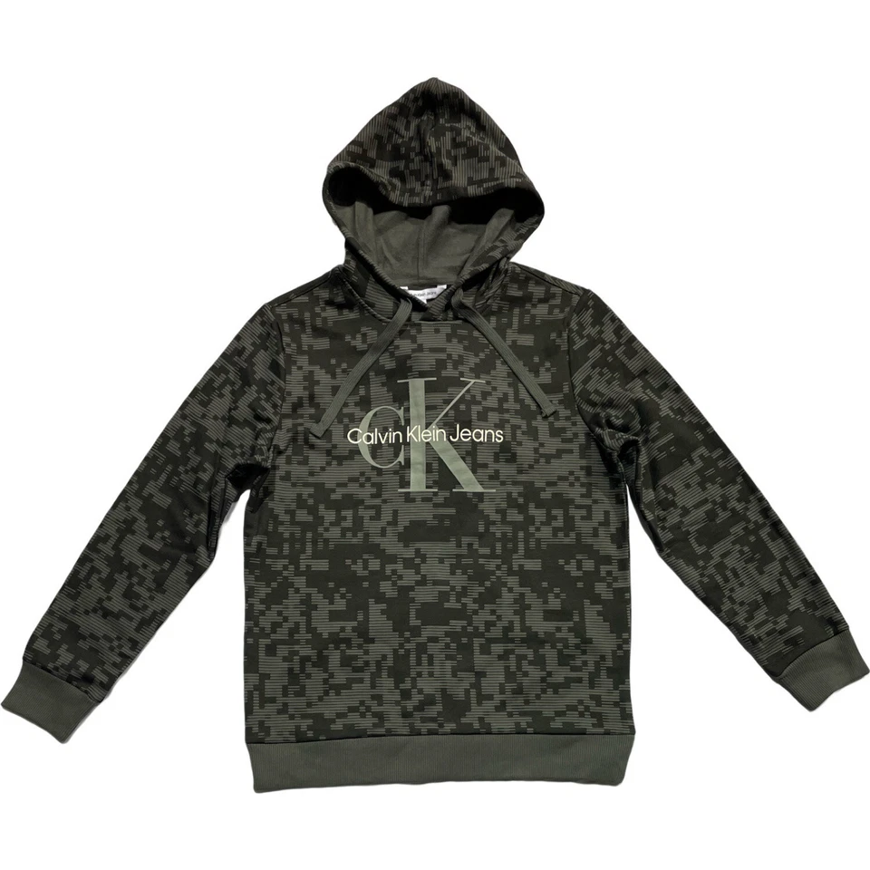 Hoodie Sweatshirt Mens S-XXL Calvin Klein Fleece Pullover Logo Monogram Blcl/Gry — 第 1/2 张图片