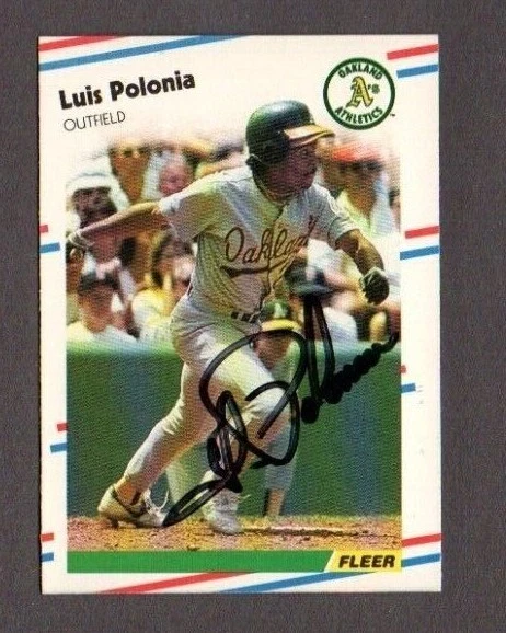 Luis Polonia 1988 Fleer authentic autographed card Oakland A's - Image 1 of 1