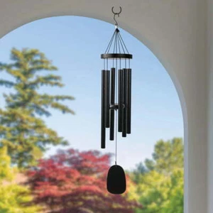 Mainstays Outdoor 36"H Black Metal & Wood Wind Chime, 1.88 lb weight - Picture 1 of 10