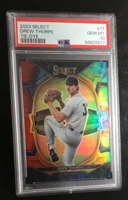 🔥2023 SELECT PRIZM #17 DREW THORPE 1/25 SSP 1st Print YANKEES TIE DYE PSA 10 💎 - Image 1 of 2
