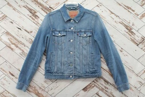 Levi’s Jean Jacket Womens Large Blue Denim Trucker Levi Strauss - Picture 1 of 7