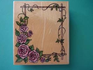Rose Trellis Frame, Large RUBBER STAMPEDE Rubber Stamp - Picture 1 of 2
